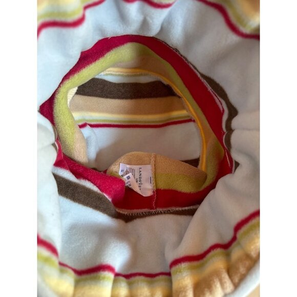 Lands End Striped Red Yellow Blue Fleece Winter Hat Cap Large - Picture 6 of 6